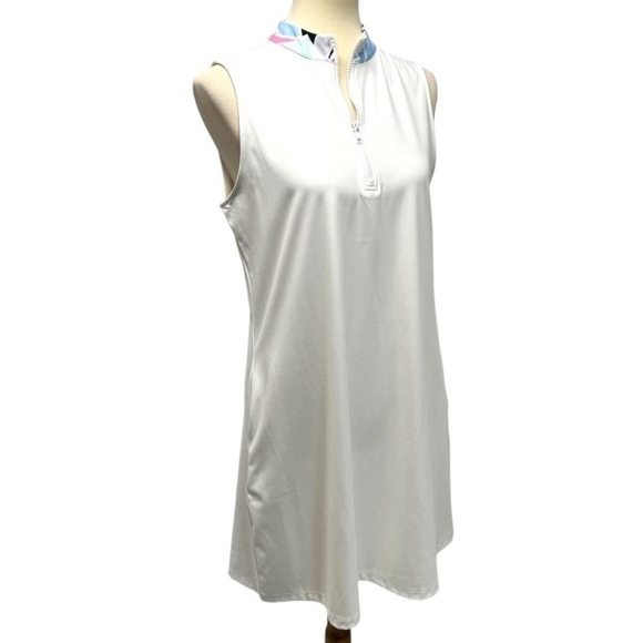 Tommy Bahama Golf White Quarter Zip Printed Stand Collar Casual Dress Large - Picture 8 of 10